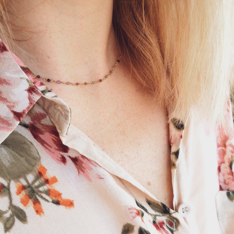 choker z turmalinów kolorowy