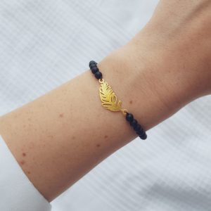 bransoletka z czarnych kamieni naturalnych