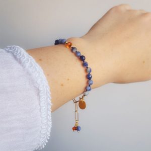 Bransoletka boho bursztyn i sodalit