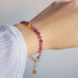 Bransoletka boho turmalin i bursztyn